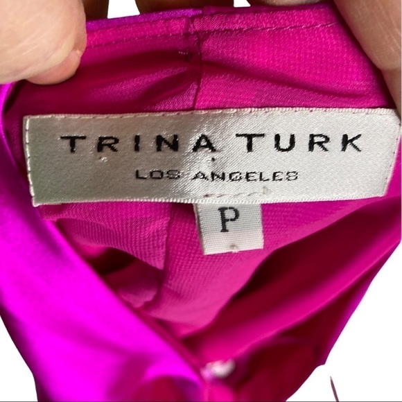 Trina Turk Silk Halter Blouse Rhinestone Embellished Size P - Picture 4 of 8